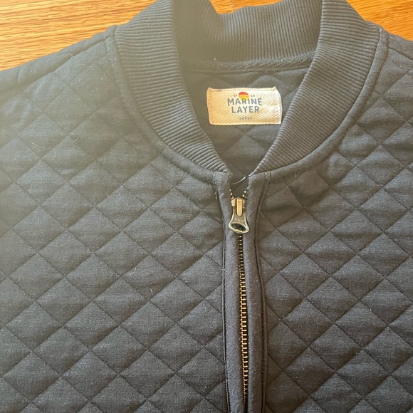 Marine Layer Black Quilted Bomber Jacket - Picture 6 of 7